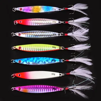 

Metal Spinner Jig Laser Fishing Lure Hard Bait 7g 14g 21g 30g 40g Saltwater Jigging lead Body Sinking Baits Fishing Tackle