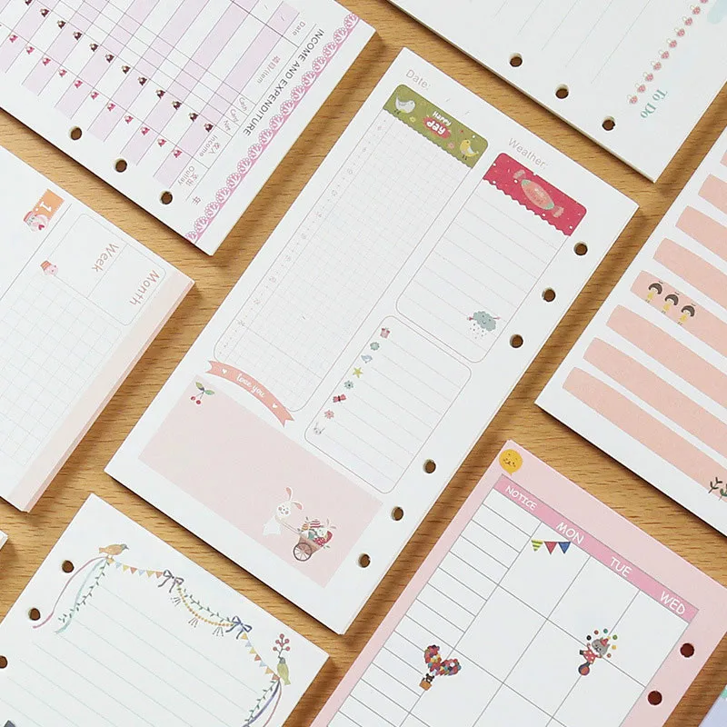45Zhang/bag Weekly Planner A5 A6 Colorful Refills 6 Holes Spiral Notebook Inner Pages Diary Monthly Book Supplies |
