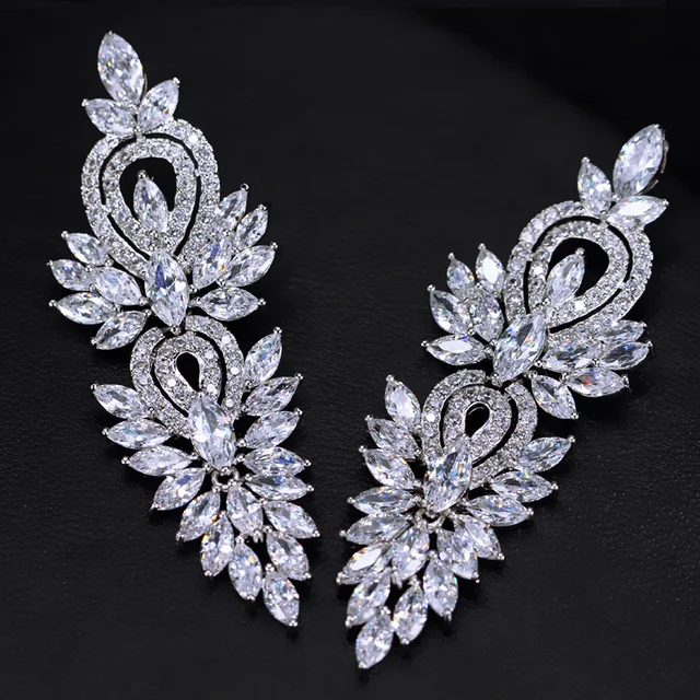 CWWZircons Vintage Wedding Party Jewelry Accessories Gorgeous Cubic Zirconia Big Long Luxury Bridal Earring for Women CZ309 - Image 4