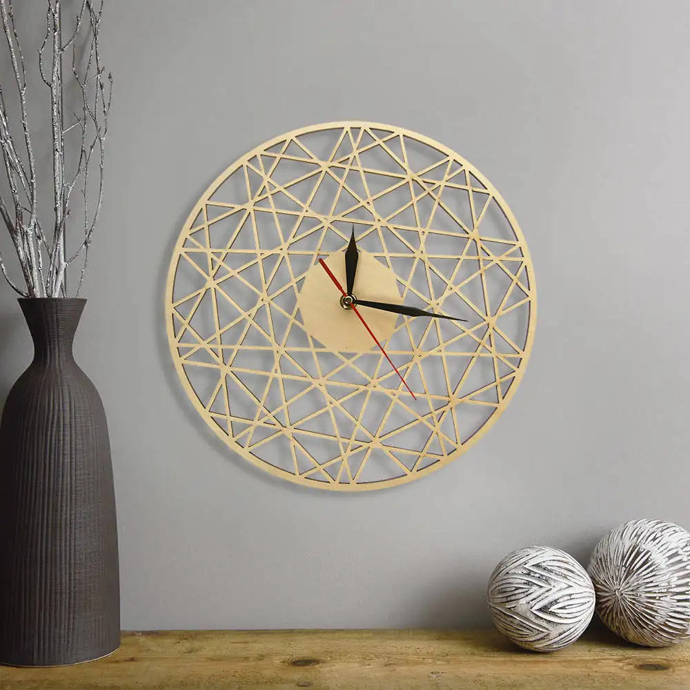 Многоугольные Современные Геометрические деревянные настенные часы паутина современный стиль лазерная резка часы для гостиной подарок на новоселье домашний декор