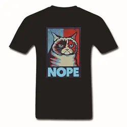 Сердитый Кот неа 2 тон Для мужчин футболка мем плакат изображения лицензированный СЗТ Топ хлопковая Футболка забавная Футболка с принтом