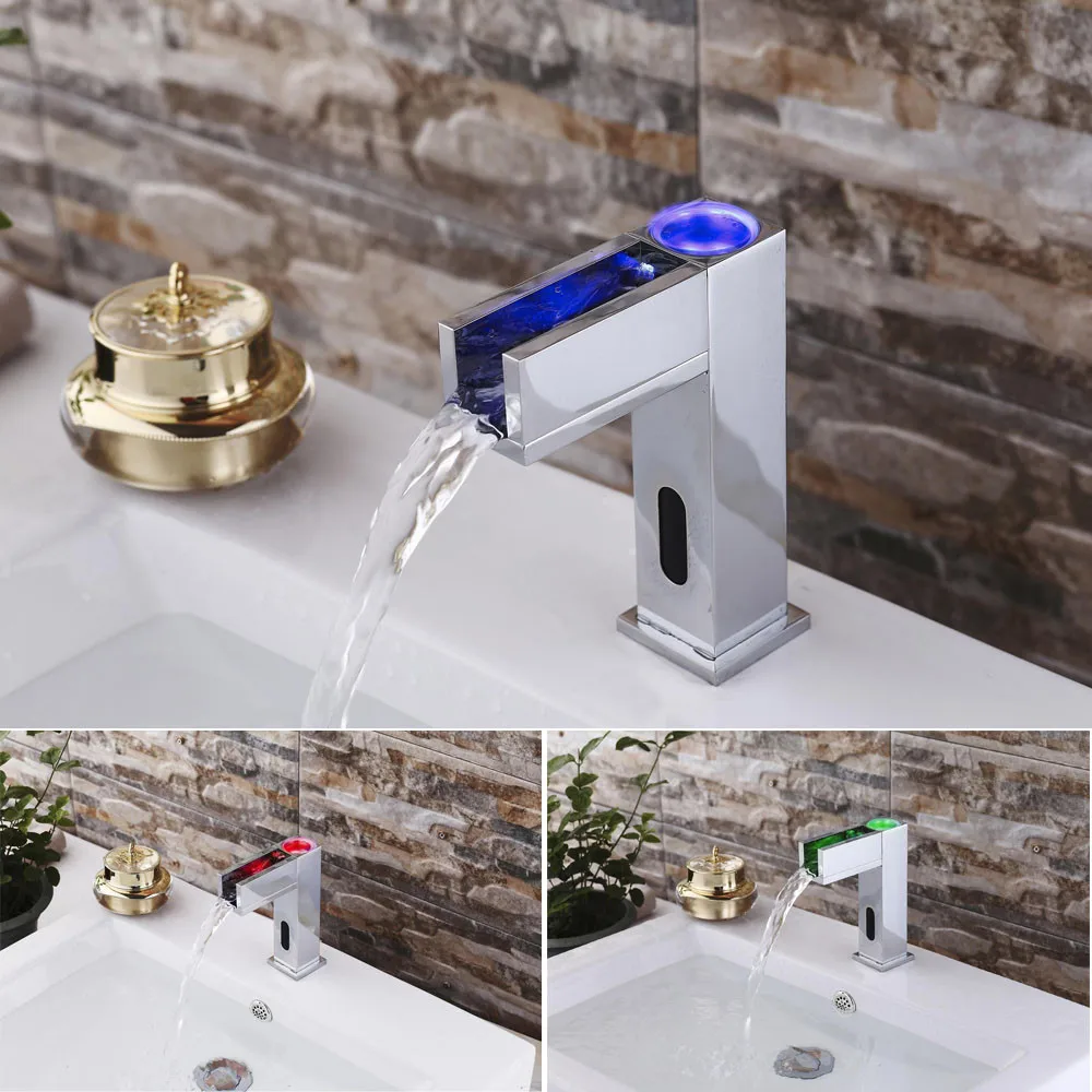 

Kitchen Sink Faucet LED Automatic Sensor Faucet Waterfall Sink Faucet with Automatic Sensor Fauce Kitchen Accessories D326
