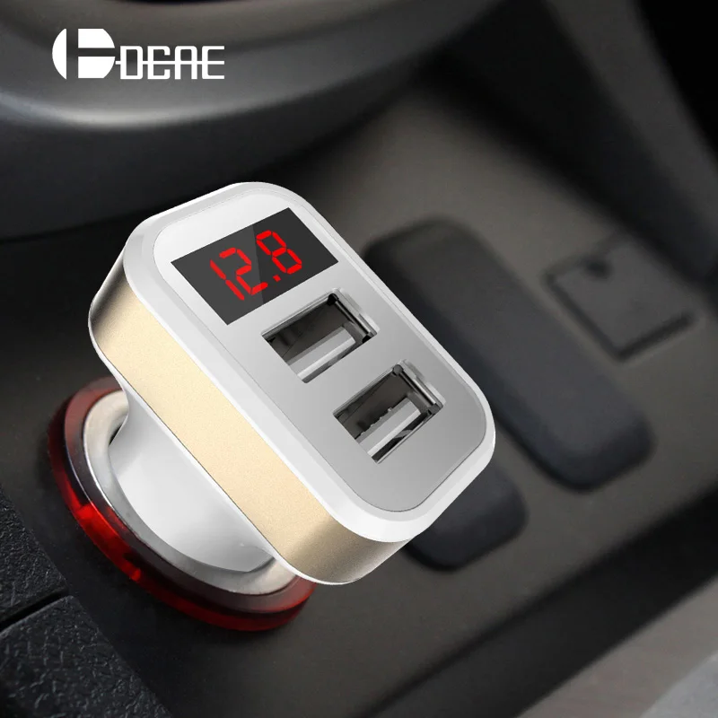 Автомобильное зарядное устройство с цифровым дисплеем и двойным usb портом для