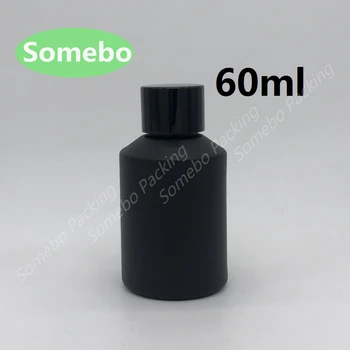 

5pcs/lot Empty 60ml Matte Black Glass Bottle with Reducer for Essential oil 60CC make up glass bottle with screw on lid