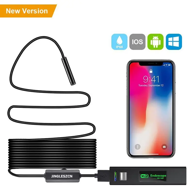 Goede Draadloze Endoscoop 1200 p Semi rigide WiFi Borescope Inspectie Camera 2.0 Megapixels HD Snake Camera Voor Android IOS Endoscoop