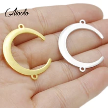 Aiovlo 5 шт./лот нержавеющая сталь браслет в форме полумесяца Разъемы Подвески для ожерелья медальон DIY серьги ювелирных изделий ручной работы