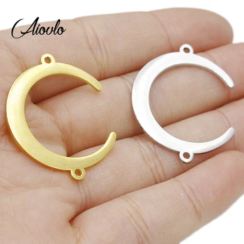 

Aiovlo 5pcs/lot Stainless Steel Crescent Bracelet Connectors Necklace Charms Pendant DIY Earring Jewelry Making Handcrafted