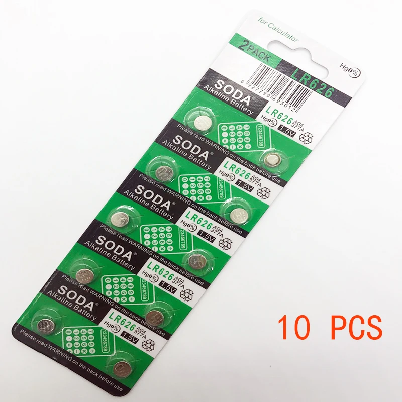 

10 Pcs 377 Battery AG4 LR626 377A 1.55V sr626sw Alkaline Button Cell Coin Watch Batteries for Watch Calculator Clock