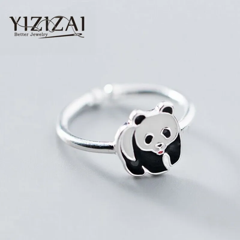 Модное посеребренное кольцо yizai с пандой модные женские милые кольца для девочек посеребренные ювелирные