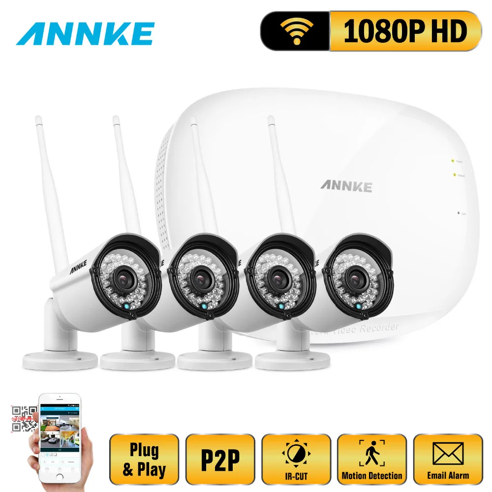 bilder für ANNKE 1080 P 4CH Wireless NVR CCTV-System wifi 2.0MP IR Outdoor Bullet P2P IP Kamera Wasserdichte Sicherheit Videoüberwachung Kit bilder für ANNKE 1080 P 4CH Wireless NVR CCTV-System wifi 2.0MP IR Outdoor Bullet P2P IP Kamera Wasserdichte Sicherheit Videoüberwachung Kit