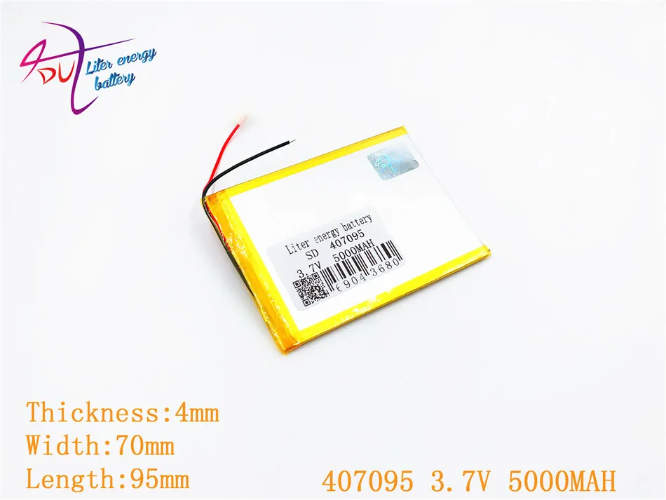 

3.7V 5000mah (polymer lithium ion battery) Li-ion battery for tablet pc 7 inch 407095 387095 replace High capacity