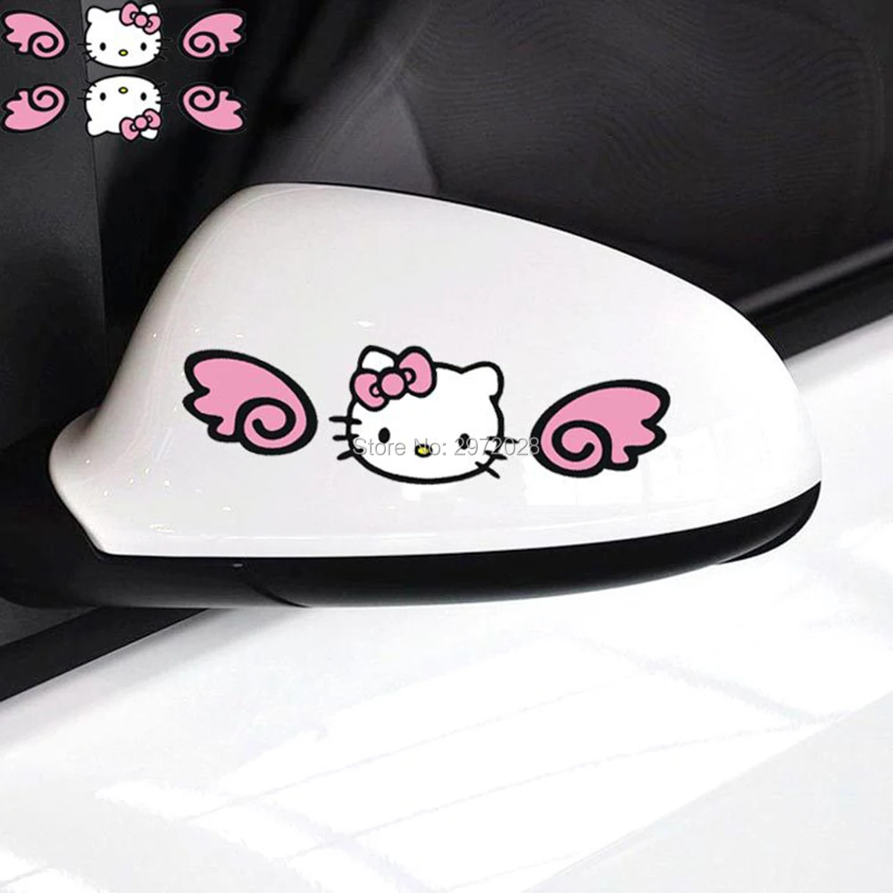 20 x Funny Car Stickers Hello Kitty with Pink Flying Wings Decorations