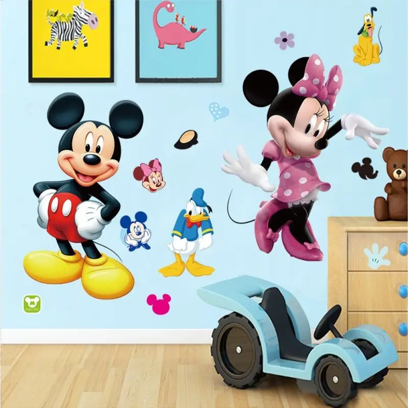 FAROOT Mickey Mouse Minnie Vinyl Mural Wall Sticker Decals Kids Nursery Children Room Decor Cartoon WS