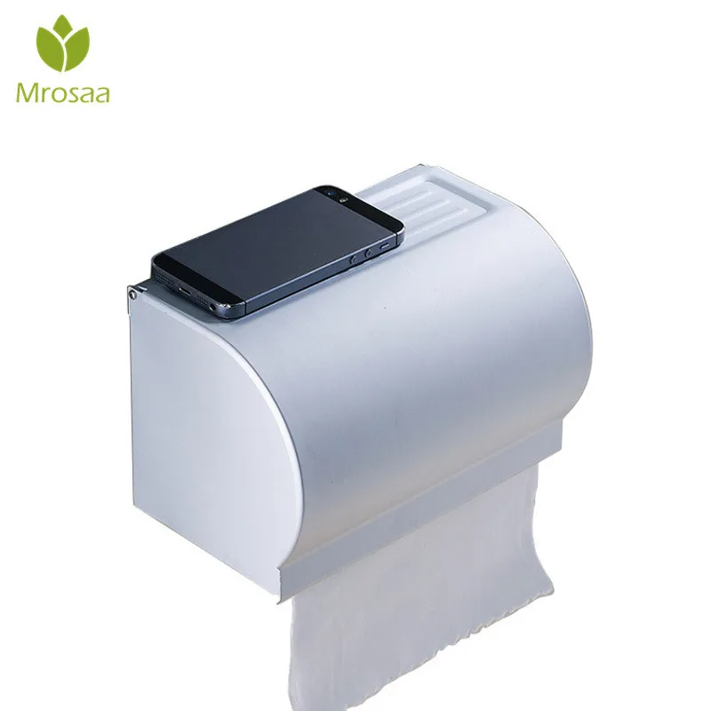 

Mrosaa Bathroom Toilet Tissue Paper Holder Wall Mounted Alumimum Storage Rack Waterproof Hotel Restaurant Hanging Paper Box