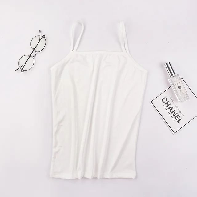 Summer Sexy Camisoles Women Crop Top Sleeveless Shirt Sexy Slim Lady Bralette Padded Tops Strap Skinny Vest Camisole white