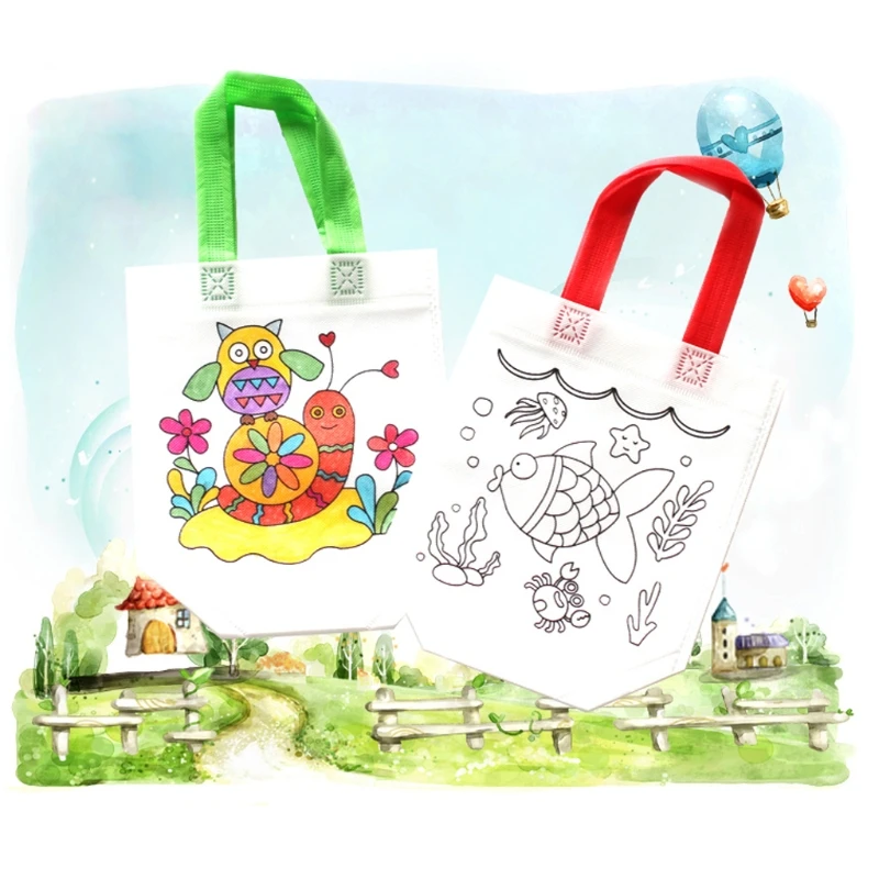 1 шт. окрашенная сумка Детская граффити окрашенная сумка экологическая Защитная Сумочка игрушка для рисования