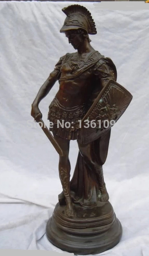 

xd 00157 17' China bronze marble West Art carved finely Troy warrior statues
