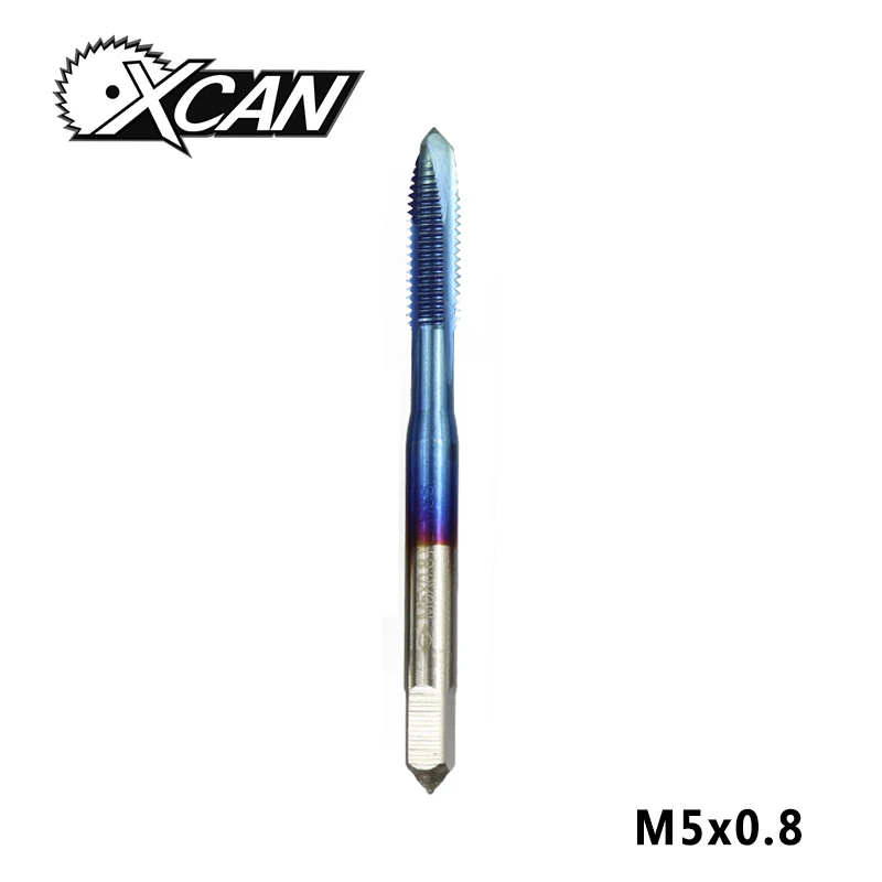 XCAN 1 шт. M2-M6 нано с синим покрытием резьбовой кран высокоскоростной стальной винт кран прямой хвостовик кран сверло - Цвет: M5x0.8