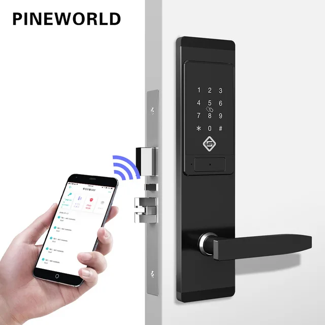 

PINEWORLD Security Electronic Door Lock, APP WIFI Smart Touch Screen Lock,Digital Code Keypad Deadbolt For Home Hotel Apartment