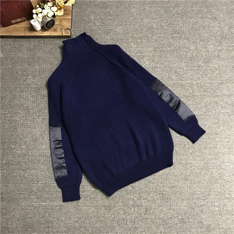 Nouveaux Chandail Roulé Semi Bar Hiver Pull 2018 Chaude Bleu Solide Vente kaki Col Couture Lâche BHqRwqZE
