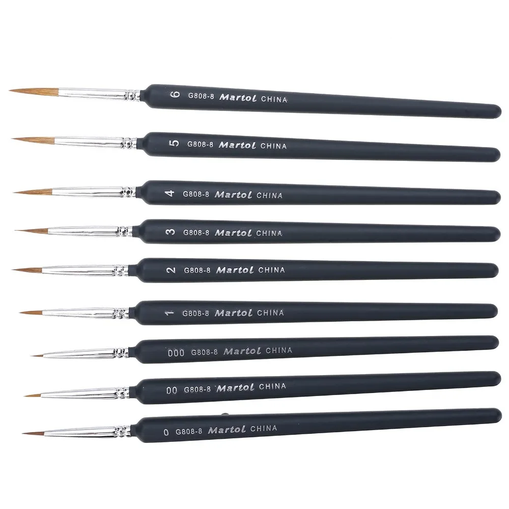 9pcs/Set Paint Brushes Artist Weasel Hair Brush Pen For Gouache Watercolor Paint Oil Painting For Beginners& Artists