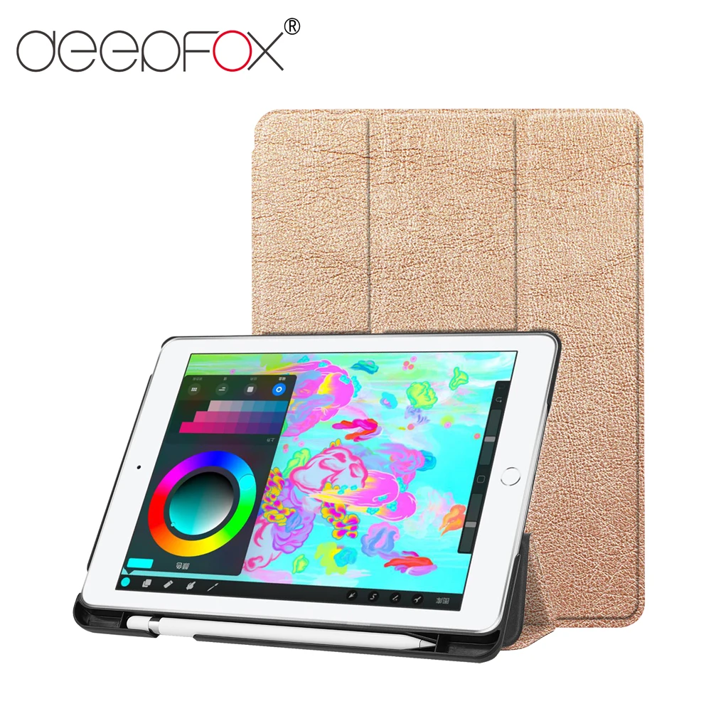 

DeepFox Smart Case For iPad 2018 9.7 with Pencil Holder PU Leather Hard Cover for Apple iPad 9.7 2018 Case A1893 A1954