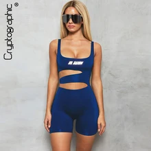 Криптографическая голографическая надпись сексуальный комбинезон с вырезом на спине для фитнеса Повседневный облегающий женский комбинезон модный обтягивающий