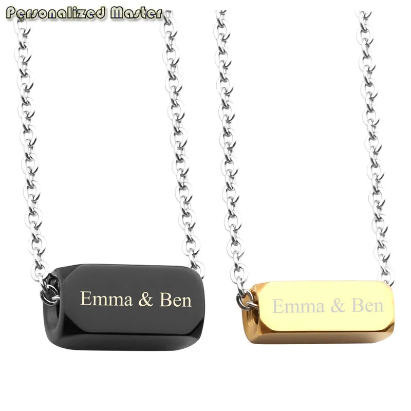 Personalized Master Engraving Personalized Custom 2pcs Stainless Steel Vertical Cuboid ID Bar 