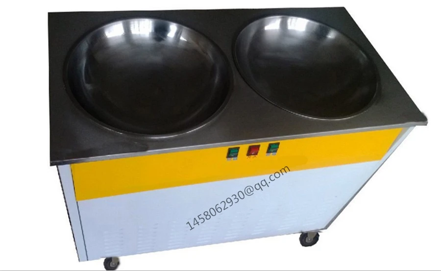 Chian double round pan fried ice cream roll machine fried ice pan machine fry ice pan 2016 new double round pan fry ice cream roll machine 45cm 2800w luxurious intelligent double pan milk roller with r410a
