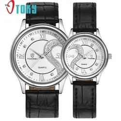 1 пара/2 шт. best подарок часы для любителей ультратонкие из натуральной кожи романтическая мода пару наручные часы