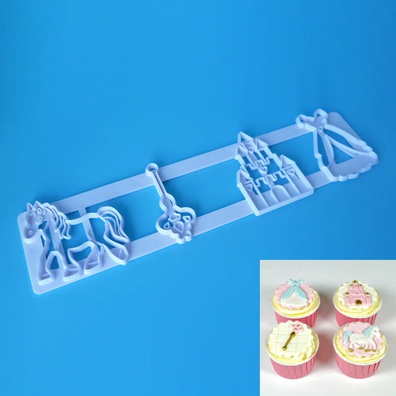 

2pcs /set Fairy Tale Kids Cartoon Plastic Cake Mold Fondant Chocolate Cupcake Decoration Cookie Cutter Baking