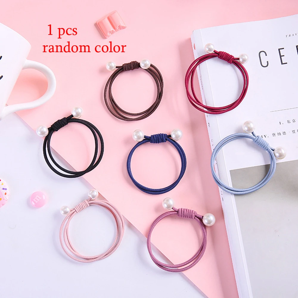3 Styles Girls Multi-Layer Pearl Hair Rope Solid Color Elasticity Hair Ring Hairband Hair Accessories