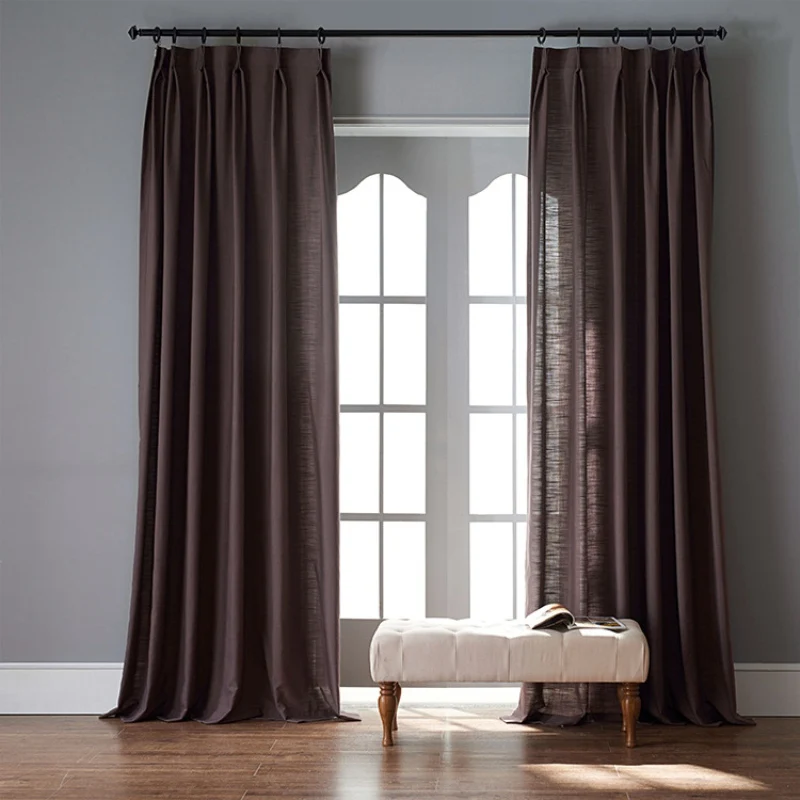 Белая панель Оконные Занавески для спальни льняная драпировка серая кухня прозрачная ткань для гостиной жалюзи на заказ X570#30 - Цвет: Brown Cloth