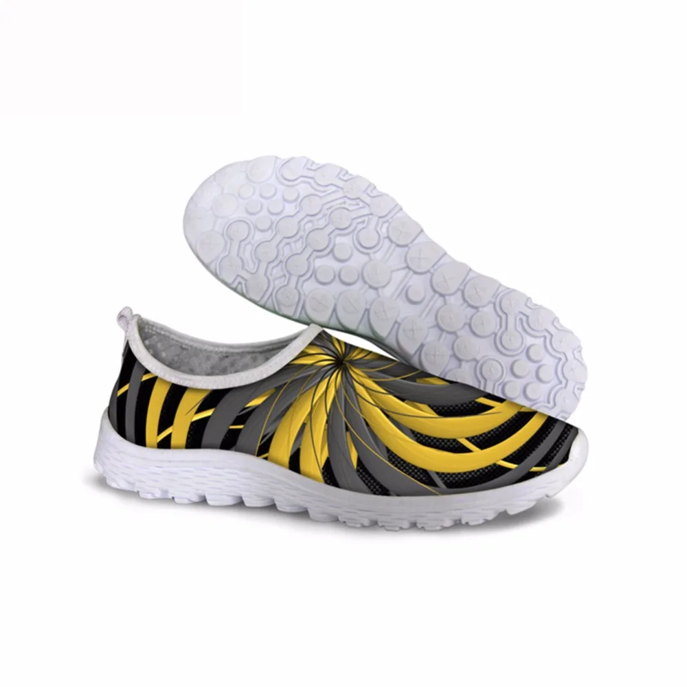 

Noisydesigns Color stripe printing spring women shoes fashion loafers mesh air flats girls footwear slip-on comfortable running
