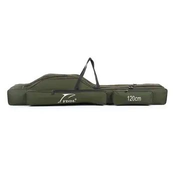 

Portable fishing storage bag Portable folding canvas carrier for tools Equipment bag for mixed cane tackle Three layers 120cm