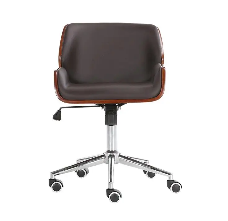 

Mid-Back Bentwood Swivel Office Computer Chair PU Leather Office Furniture For Home,Conference Mid Century Adjustable Armchair