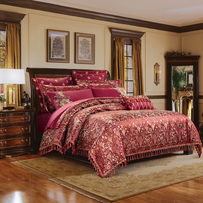 Jacquard Stain Cotton Luxury Bedding Set King Queen Size Double