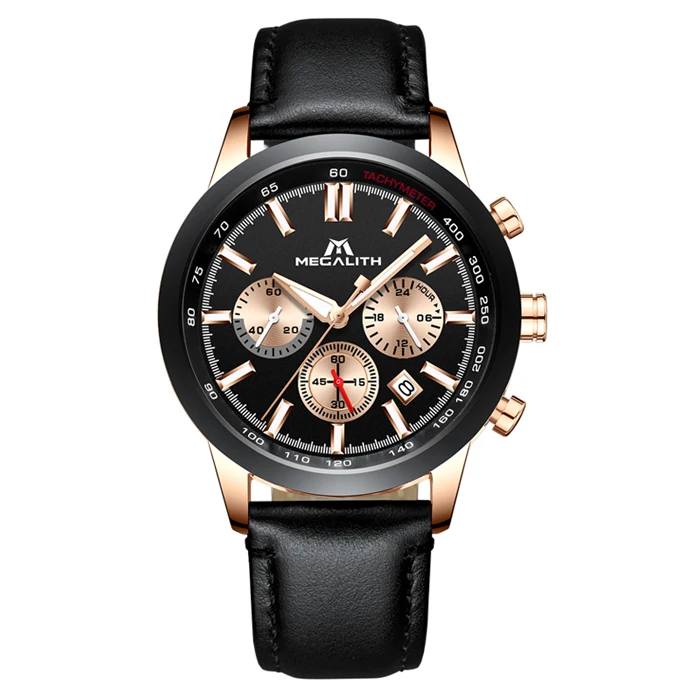 MEGALITH 15,99$ часы мужские спортивные наручные часы с хронографом водонепроницаемые кварцевые часы с датой для мужчин часы Relogio Masculino - Цвет: 8015