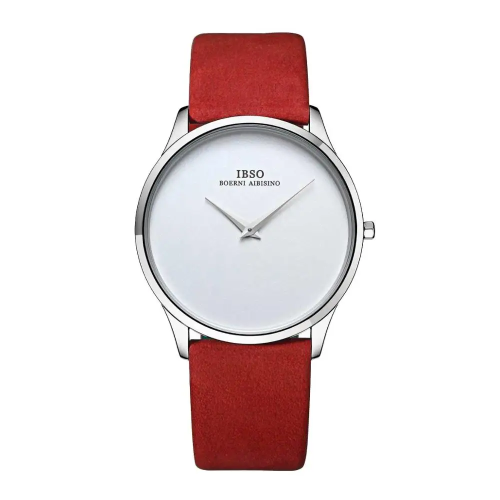 IBSO Роскошные простые парные часы ультра тонкие кварцевые часы для мужчин и женщин кожаный ремешок часы B2219 - Цвет: B2219-YWR