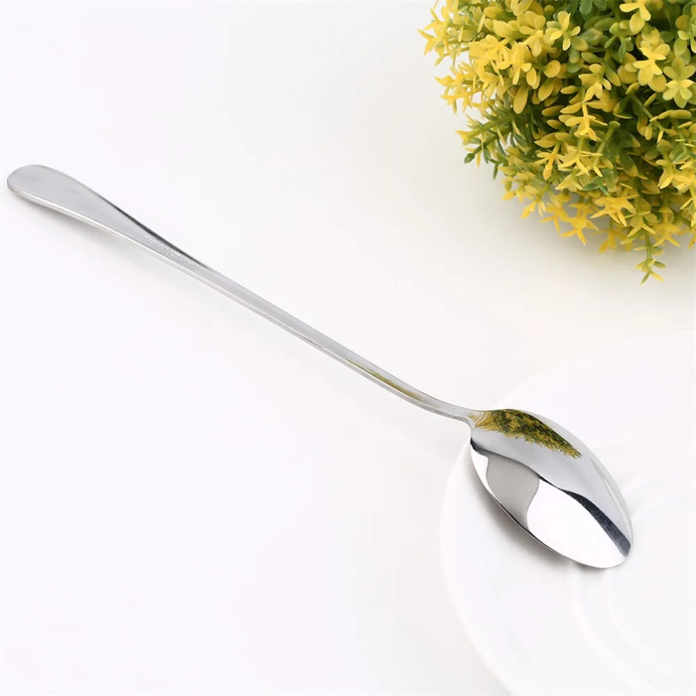 

1pc Stainless Steel Long Handle Ice Cream Tea Coffee Dessert Spoons New