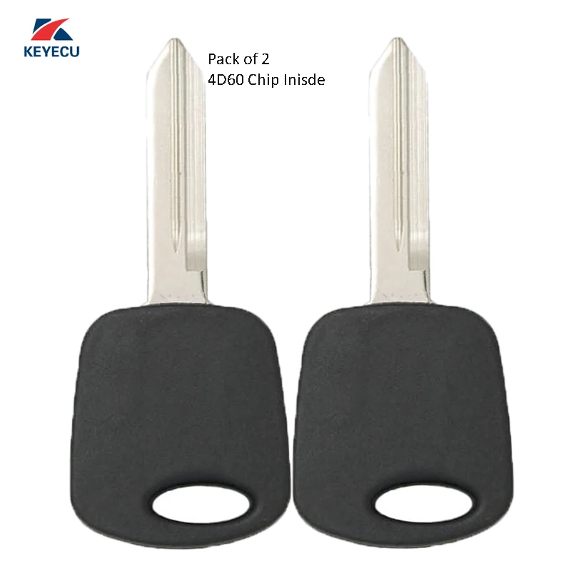 

KEYECU Pair Replacement Transponder Chip Key Blank Replacement for Ford Escape Focus 2001-2005 , 4D60 H74 H86