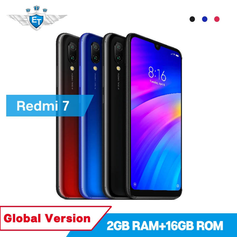

Global Version Xiaomi Redmi 7 2GB 16GB Mobile Phone 6.26'' Snapdragon 632 Dual Camera 12MP + 2MP Front Camera 4000mAh