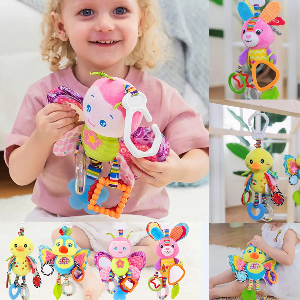 Newest Hot Kids Baby Infant Animal Plush Stroller Crib Pram Rattles Hanging Bell Play Toy Baby Rattles