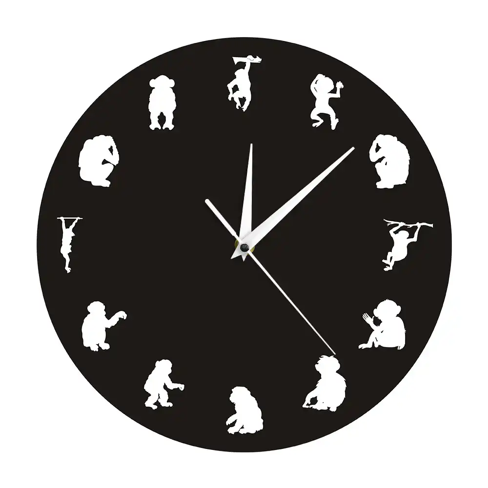 Jungle Safari Animal Chimpanzee Wall Clock Gorilla Monkey Time