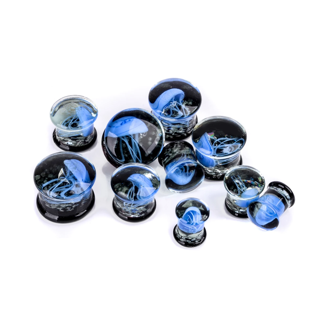 2pcs 8-16mm Green Jellyfish Grass Ear Plug Ocean Double Flared Translucent Bright Ear Gauge Expander Ear Piercing Body Jewelry