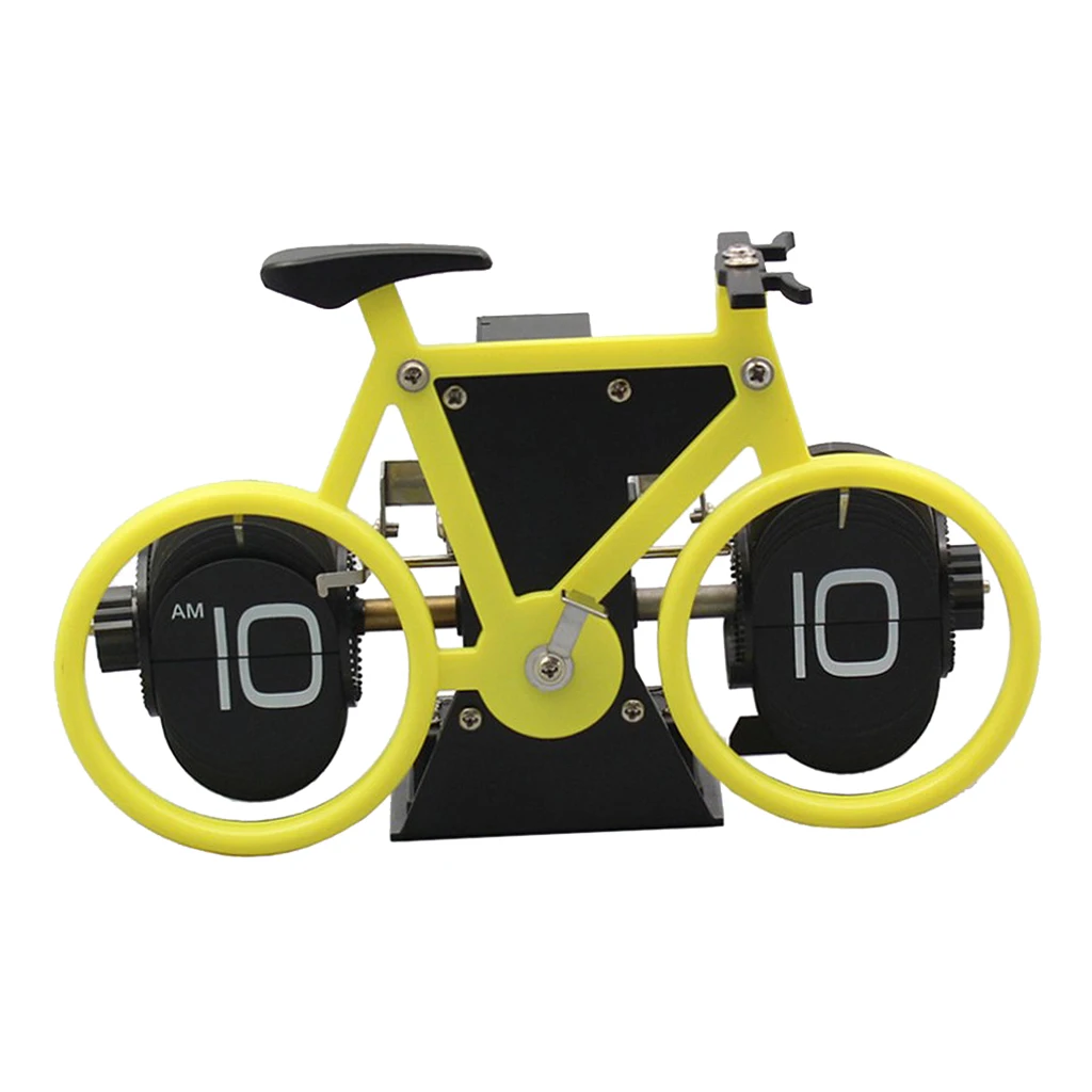 Modern Page Turning Bicycle Desk Clock Decoration Office Shelf Clock Home Decorative Artwork Tabletop Decor For Kids Children 