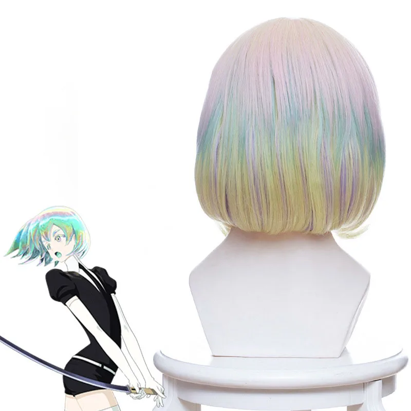 Coshome Anime Land Of The Lustrous Phosphophyllite Wig Houseki No Kuni Cosplay Wigs Red Green Black Hair (8)