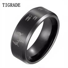 8mm Black Beveled Tungsten Ring With Wing Logo Male Finger Jewelry Free Shipping Size 6-12 free shipping 20 holes hole size 1 10 3 00mm half round shape draw plate jewelry tungsten drawplates