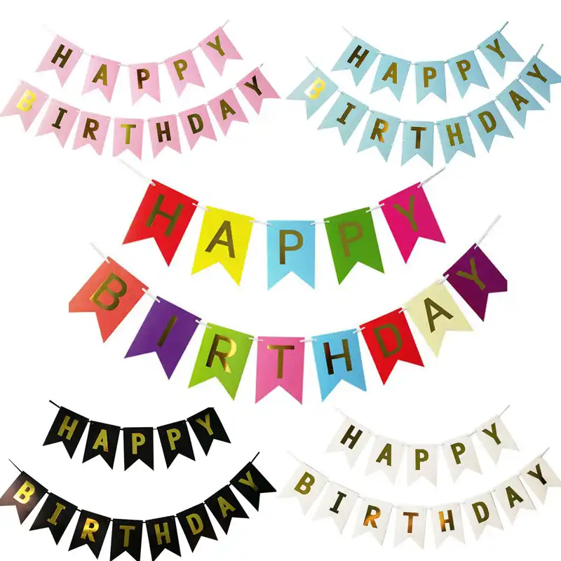 Pastel Hanging Letters Party Decoration Garland Happy Birthday Bunting Banner