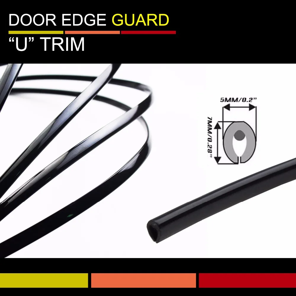 

10Meters Bright Black U Trim Door Guards Edge Protector Decoration Prevent Scratches and Dent When Open or Close